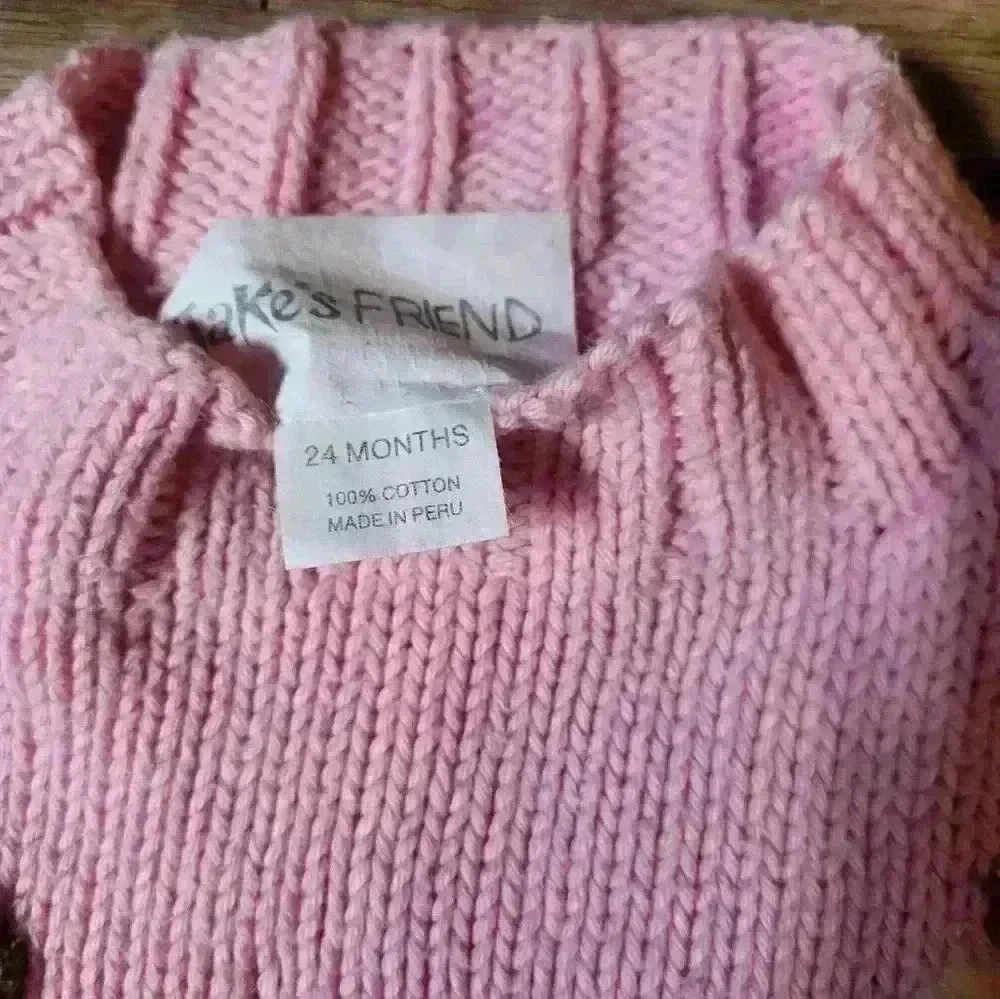 Jake's Friend 100% Cotton Pink Dessert Sweater Size 24M